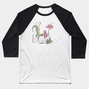 Gecko smelling flowers Baseball T-Shirt